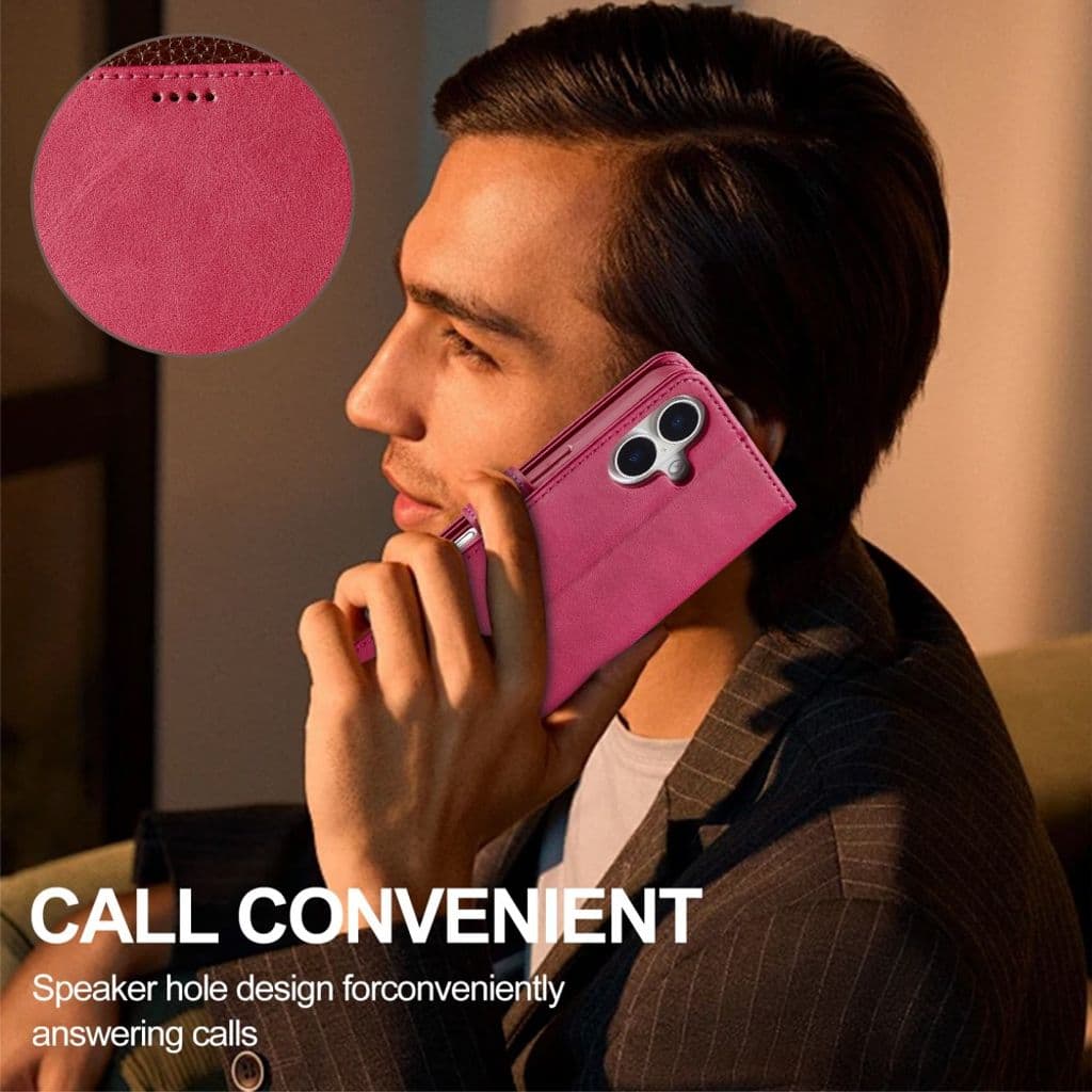 LC.IMEEKE iPhone 17 plånboksfodral med stativ – Rosa - Bild 9
