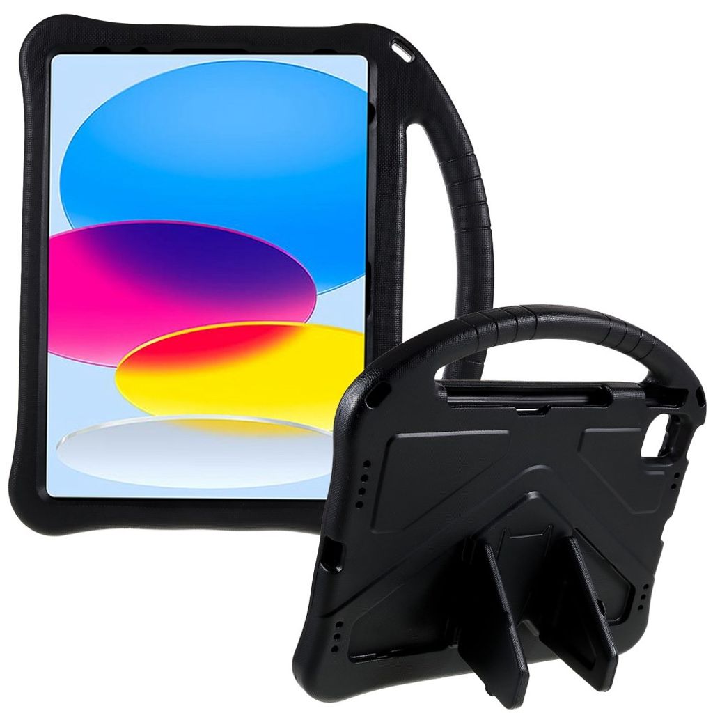 iPad A16 11" 2025/10.9" 2024 EVA-skal med ställ och handtag - Svart