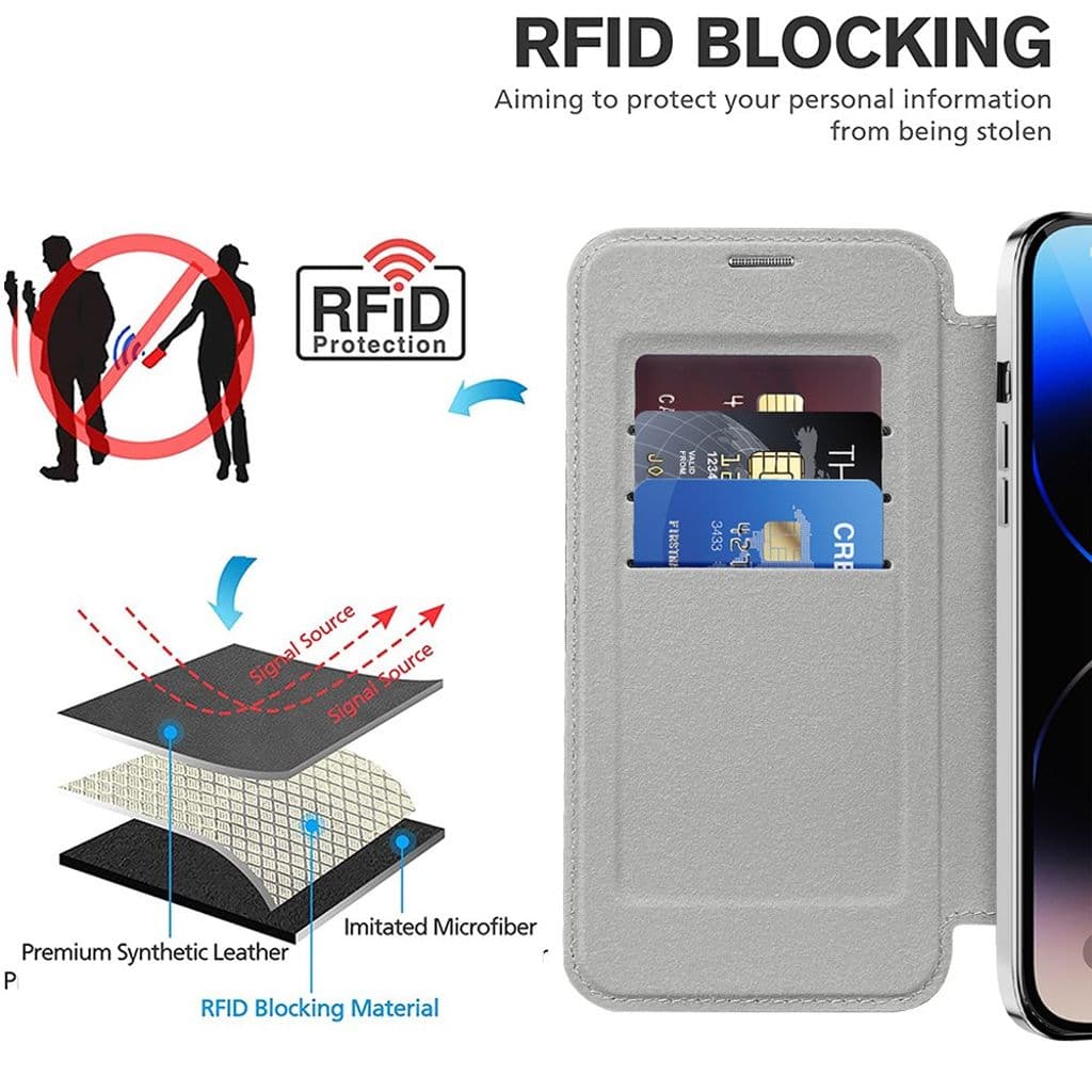 iPhone 14 Pro Plånboksfodral MagSafe RFID-blockerande – Silver - Bild 5