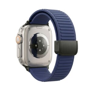 Apple Watch 42/41/40/38mm Silikonarmband med magnetiskt spänne - Mörkblå