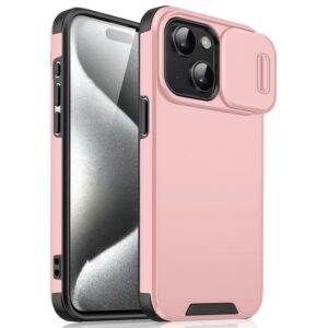 iPhone 15 Skal med Skjutbart Kameraskydd – Rosa