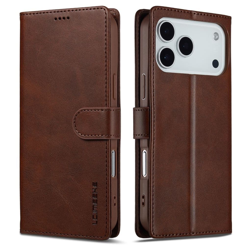 LC.IMEEKE iPhone 17 Pro Plånboksfodral med Stativ - Brun