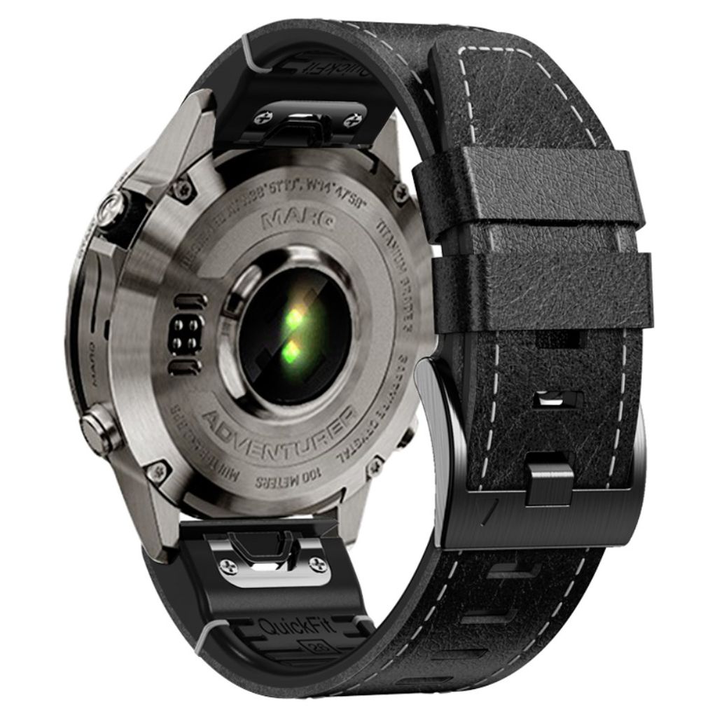 Garmin Fenix ​​7 etc. Klockarmband i PU-läder - Svart