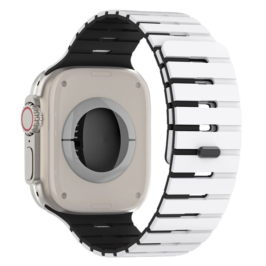 Apple Watch 49/46/44/42mm Tvåfärgat Silikonarmband - Vit/Svart