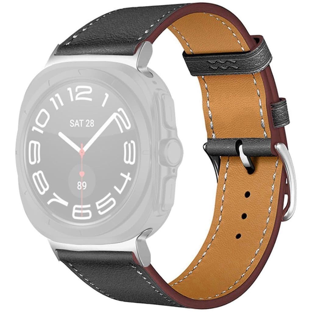 Samsung Galaxy Watch Ultra 47mm Klockarmband Äkta läder – Svart