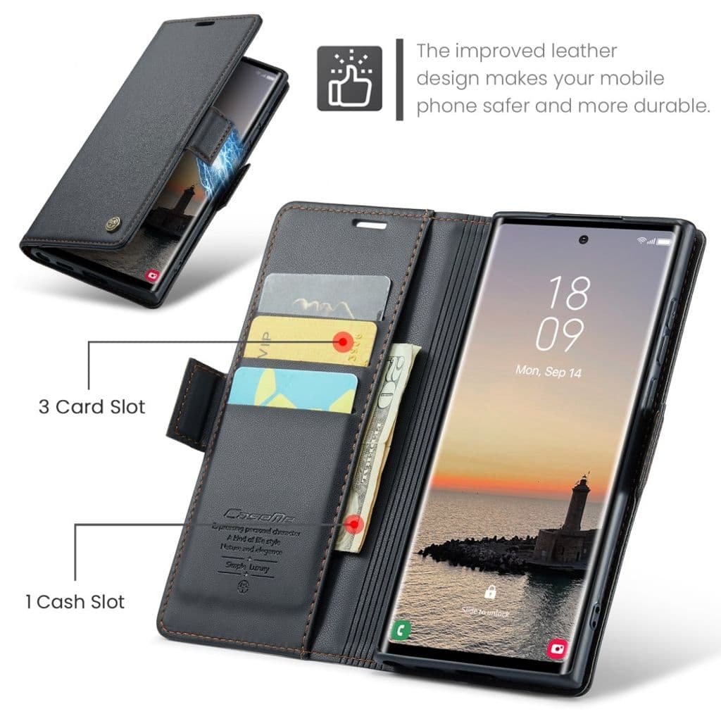 CASEME Samsung Galaxy S25 Ultra Plånboksfodral - Svart - Bild 6