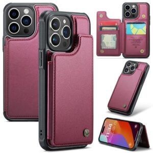 CASEME C22 iPhone 15 Pro Plånboksfodral med RFID-skydd - Röd