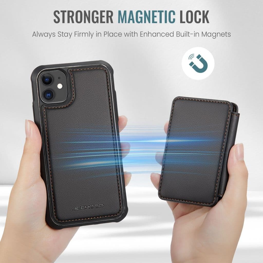JEEHOOD iPhone 11 Skal med Magnetisk Korthållare – Svart - Bild 9