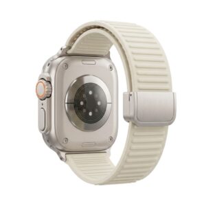Apple Watch 42/41/40/38mm Silikon Armband Magnetisk Spänne - Vit