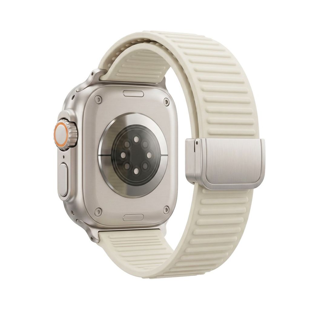 Apple Watch 42/41/40/38mm Silikon Armband Magnetisk Spänne - Vit