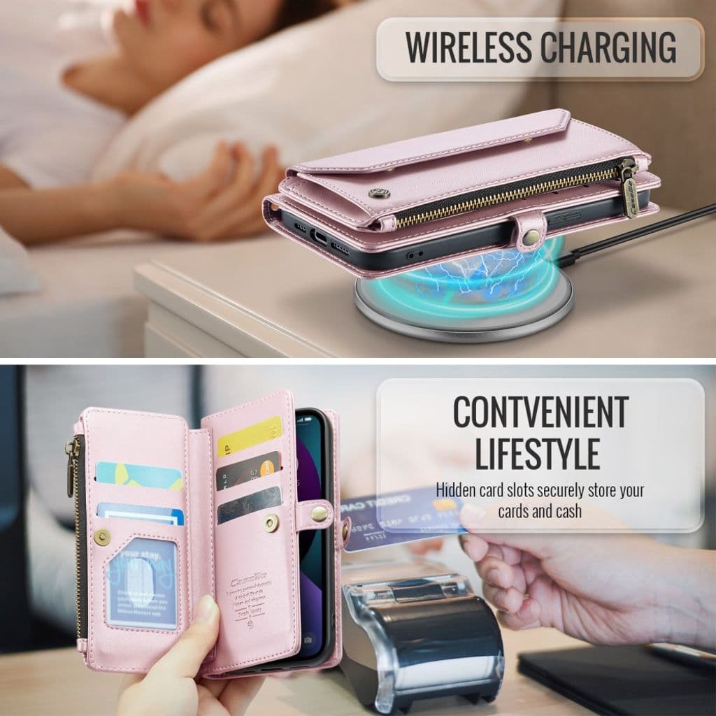 iPhone 13 Plånboksfodral Korthållare - Rosa - Bild 7