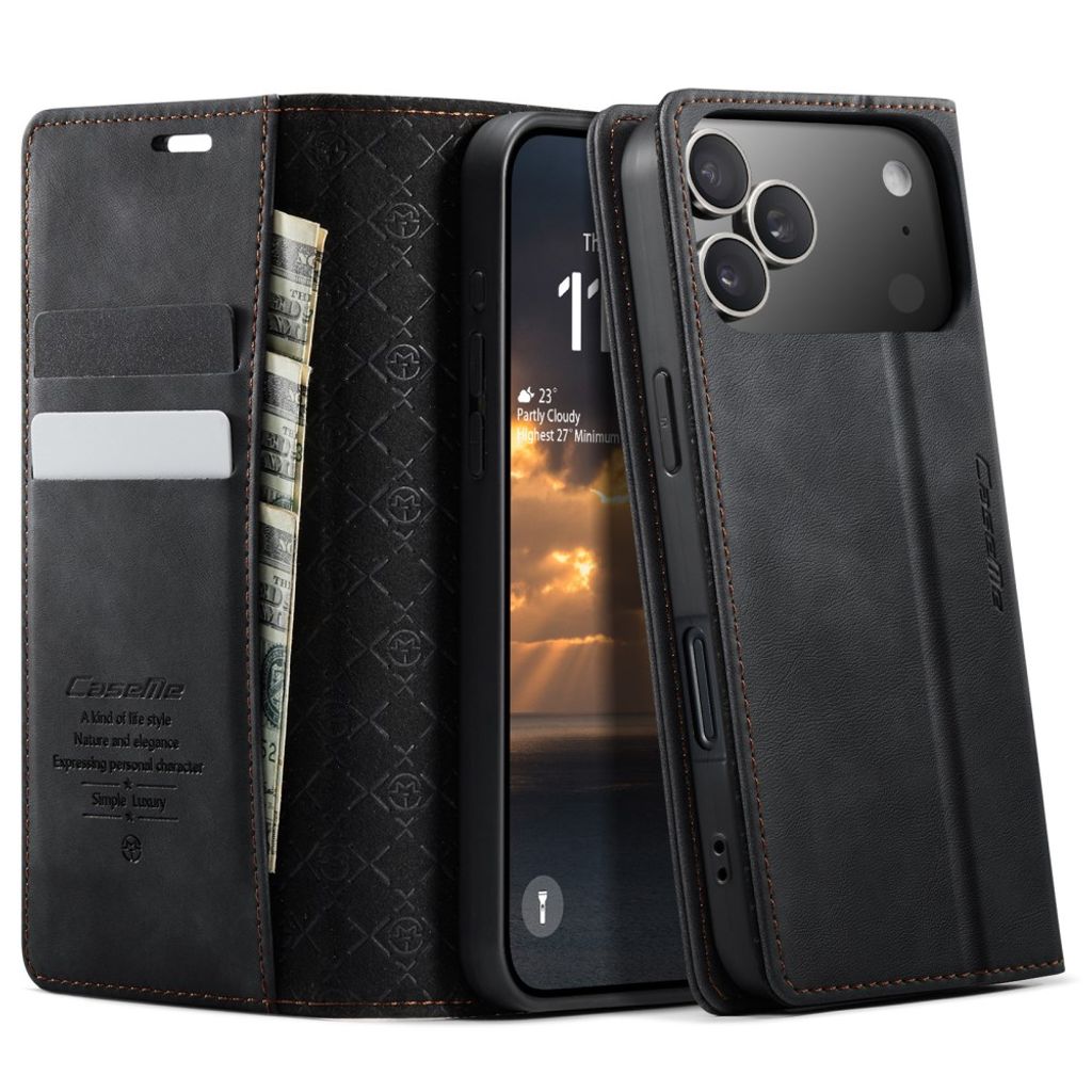 CASEME iPhone 18 Pro/17 Pro Plånboksfodral RFID - Svart