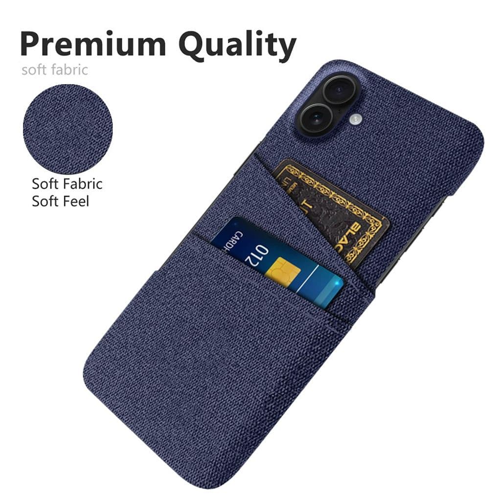 iPhone 17 Skal i Textil med 2 Kortfack - Blå - Bild 3