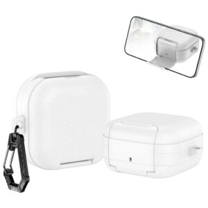 Samsung Galaxy Buds4/Buds4 Pro Fodral med mobilställ och karbinhake - Vit
