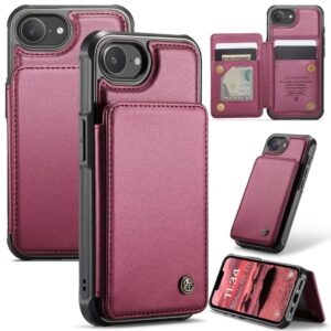 CASEME C22 Plånboksskal med RFID-blockering för iPhone 16e – Röd