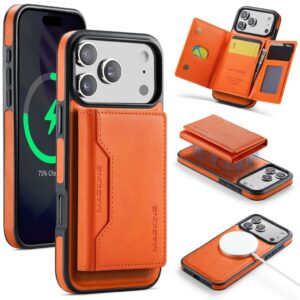 MAGKING MagSafe Skal med avtagbar plånbok och ställ till iPhone 18 Pro Max/17 Pro Max - Orange