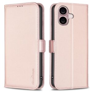 BINFEN COLOR iPhone 16 Plånboksfodral med Stativ – Rosa