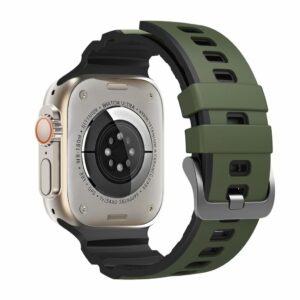 Apple Watch 49/46/44/42mm Tvåfärgat Silikonarmband - Arméegrön/Svart
