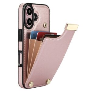iPhone 16 Plus Skal med plåbbok i PU-läder - Rosa
