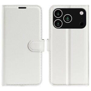 AMORUS Plånboksfodral i PU-läder med litchistruktur till iPhone 18 Pro Max/17 Pro Max - Vit