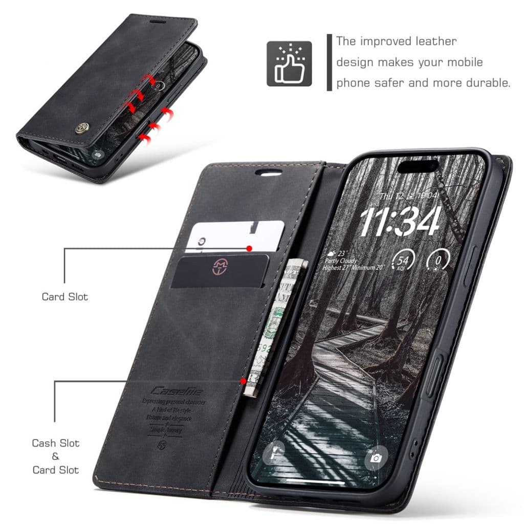 CASEME iPhone Air Plånboksfodral med Kortfack - Svart - Bild 3