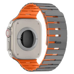 Apple Watch 49/46/44/42mm Tvåfärgat Silikonarmband - Grå/Orange