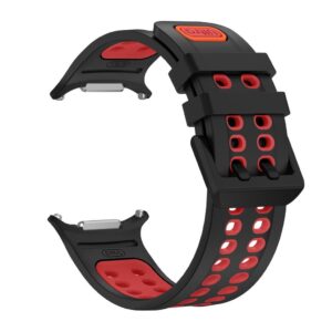 Samsung Galaxy Watch Ultra/Ultra2 Tvåfärgat silikonarmband med dubbelspänne - Svart/Röd