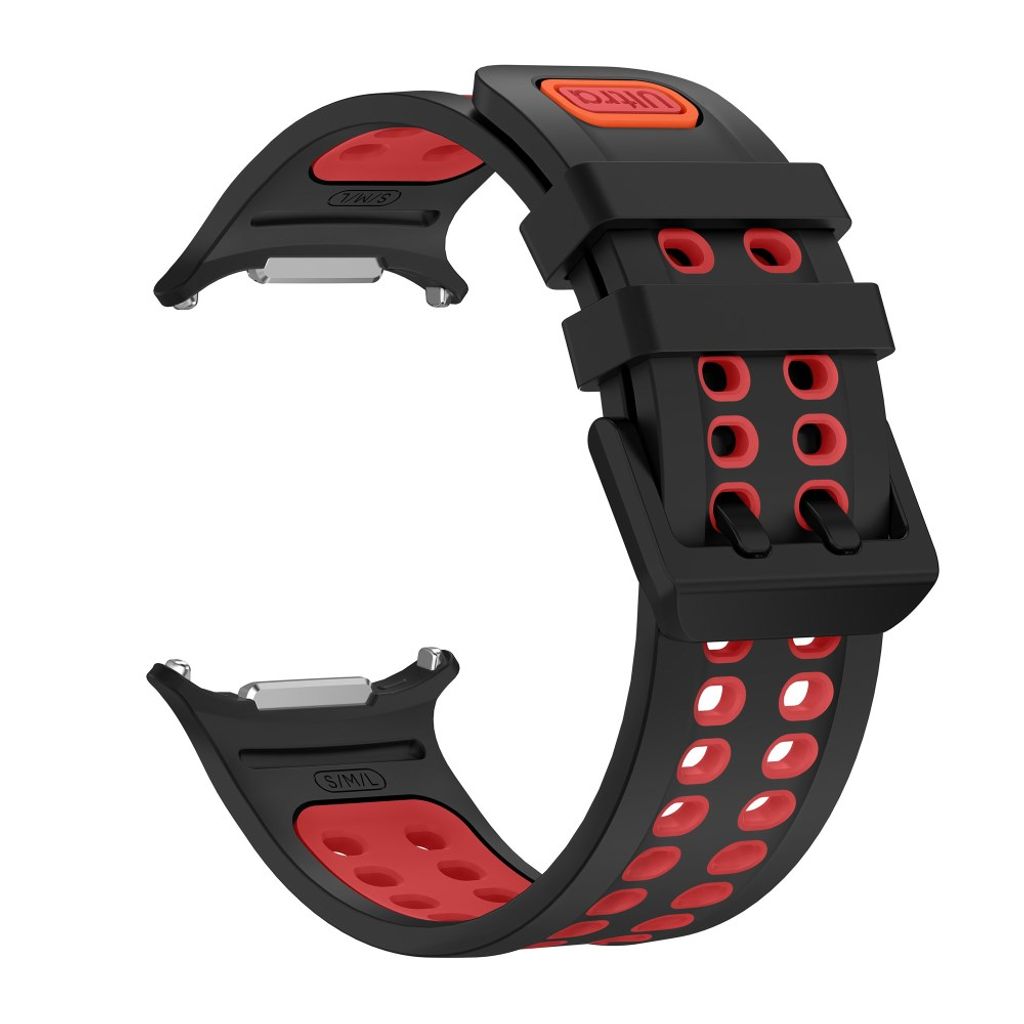 Samsung Galaxy Watch Ultra/Ultra2 Tvåfärgat silikonarmband med dubbelspänne - Svart/Röd
