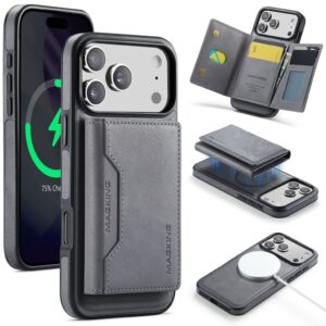 MAGKING MagSafe Skal med avtagbar plånbok och ställ till iPhone 18 Pro Max/17 Pro Max - Grå