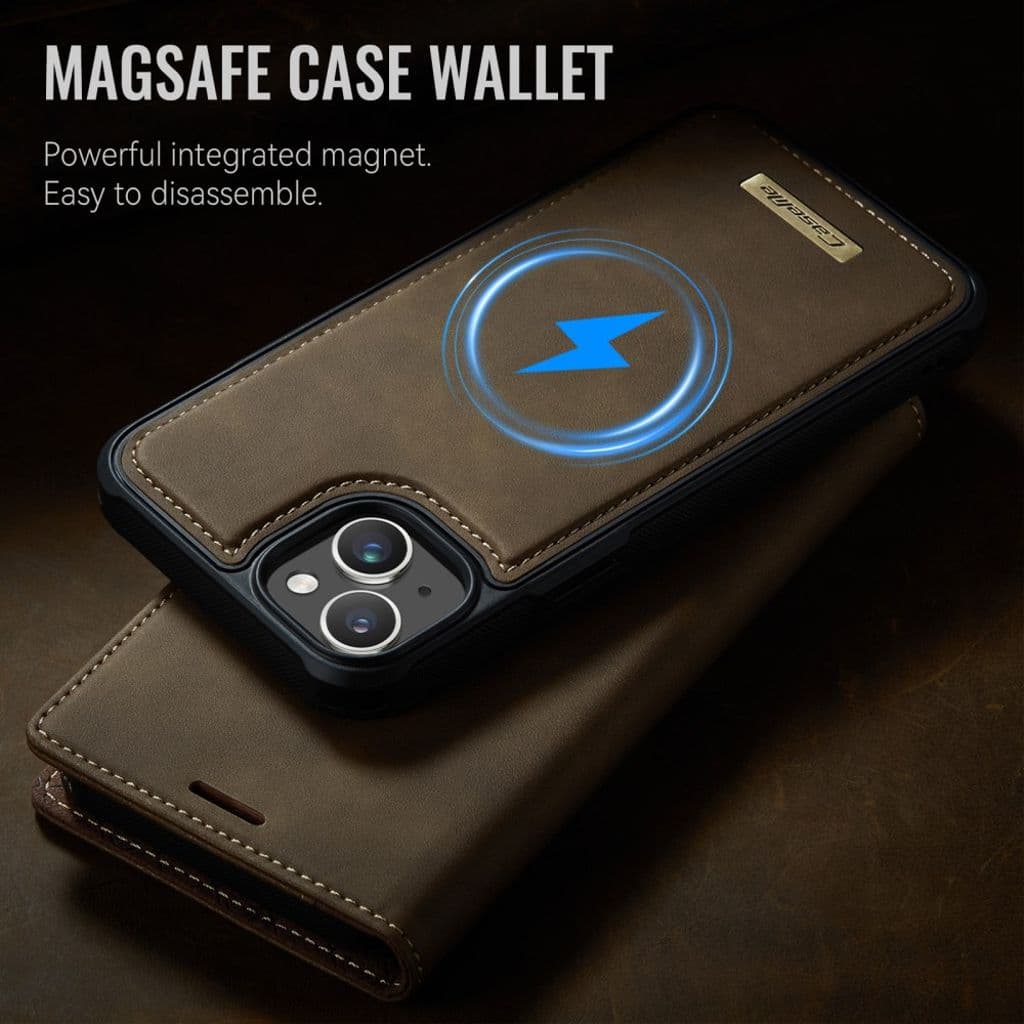 CASEME C49 iPhone 13 Plånboksfodral MagSafe RFID-blockerande – Brun - Bild 10
