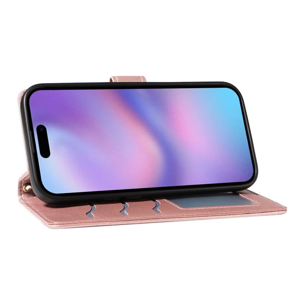 iPhone 17 plånboksfodral Rhombus med axelrem Roséguld - Bild 10