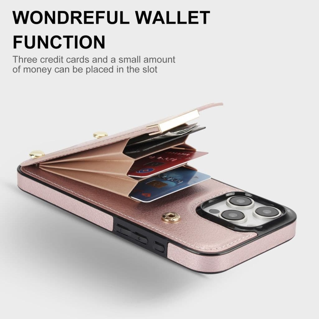 iPhone 16 Pro Skal med plånbbok i PU-läder - Rosa - Bild 4
