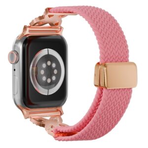 Apple Watch Flätad nylon armband med strass 42/41/40/38mm - Rosa
