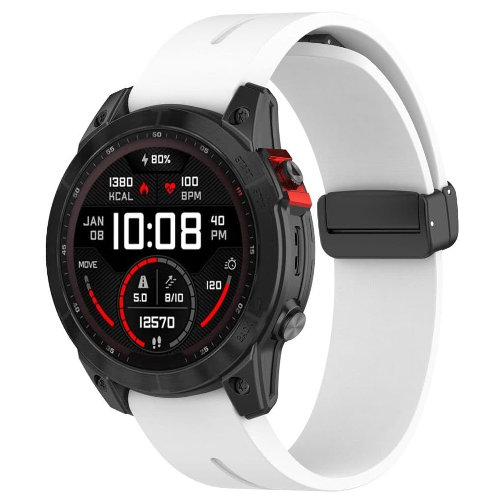 Garmin Fenix 7S/6S/6S Pro etc. Klockarmband i silikon med magnetlås - Vit - Bild 4