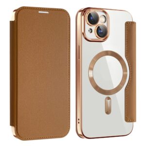 AMORUS iPhone 14 Plånboksfodral MagSafe RFID-blockering - Brun