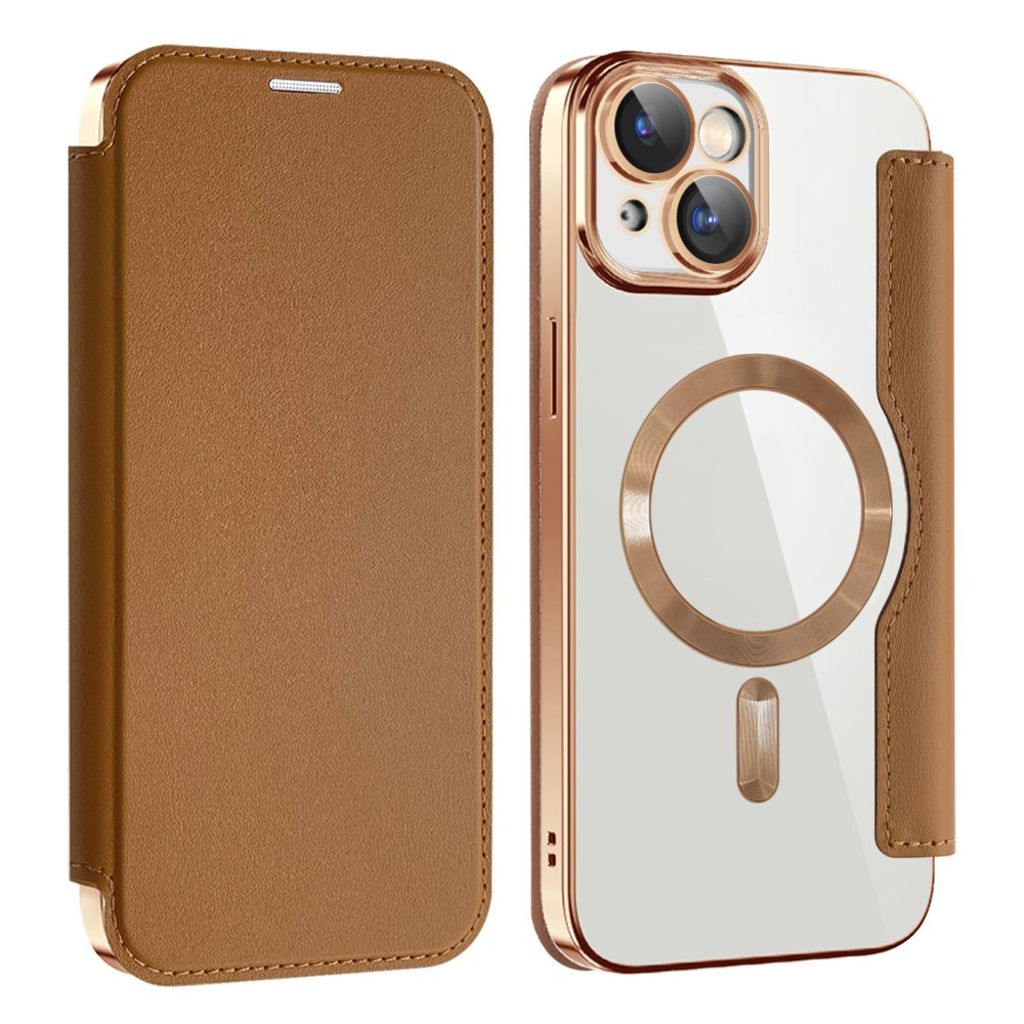AMORUS iPhone 14 Plånboksfodral MagSafe RFID-blockering - Brun