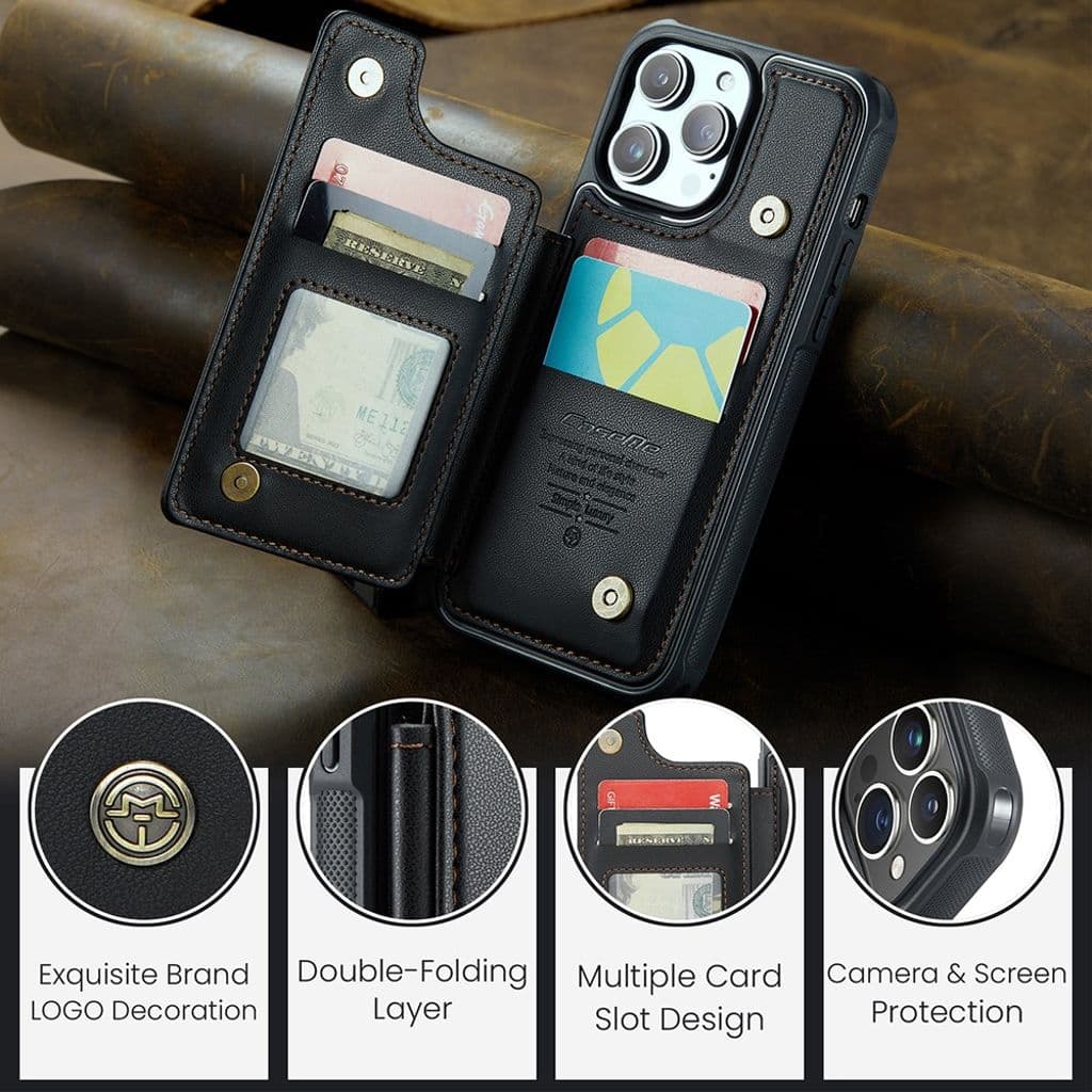 CASEME iPhone 14 Pro Plånboksskal RFID-blockerande – Svart - Bild 10