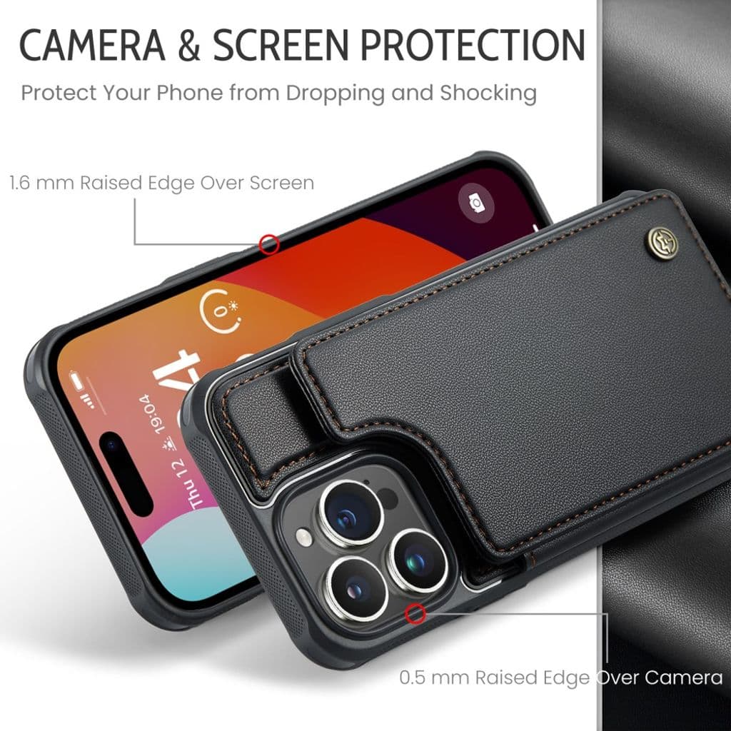 CASEME C22 Plånboksskal med RFID-funktion för iPhone 16 Pro Max – Svart - Bild 7