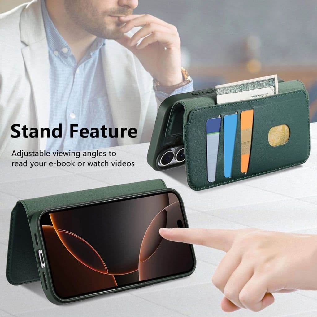 CASENEO iPhone 16 Pro Max Plånboksfodral RFID-blockerande – Grön - Bild 14