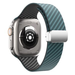 Apple Watch 49/46/44/42mm Armband Kolfiber - Turkos/Svart