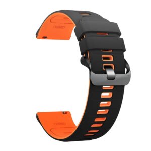 Huawei Watch GT5/Galaxy Watch3 m.fl. Silikonarmband - Svart/Orange