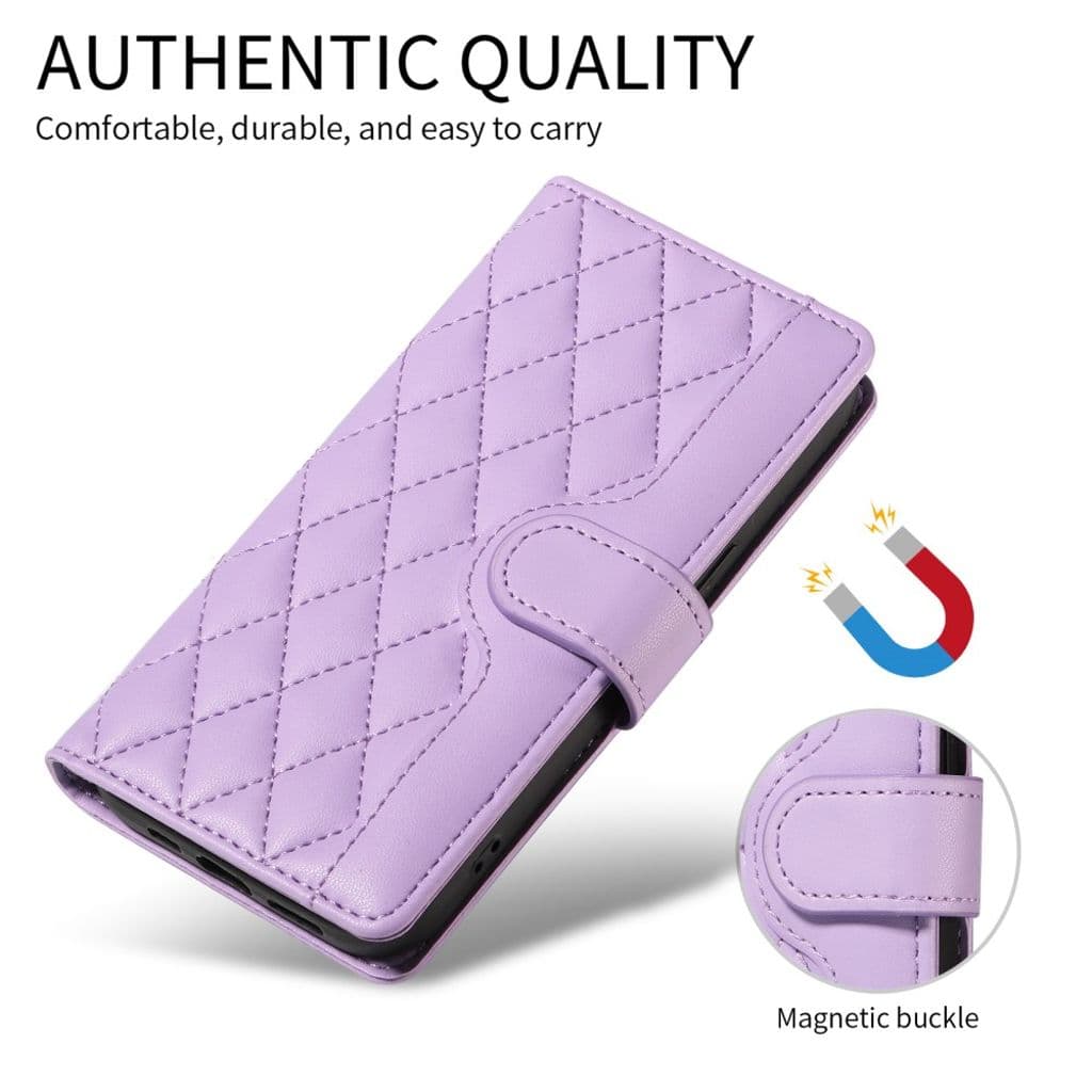 Plånboksfodral rhombus till iPhone 17 med rem - Lila - Bild 4
