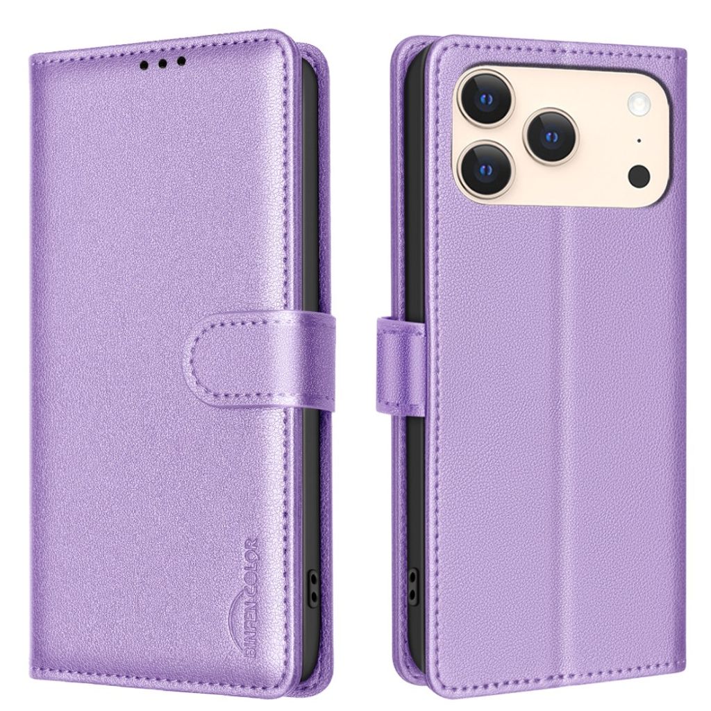 BINFEN COLOR iPhone 18 Pro Max/17 Pro Max Plånboksfodral i PU-läder - Lila