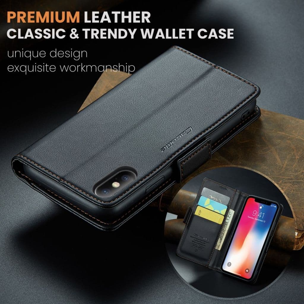 CASEME iPhone XS Max Plånboksfodral RFID-blockerande 3 Kortfack – Svart - Bild 9