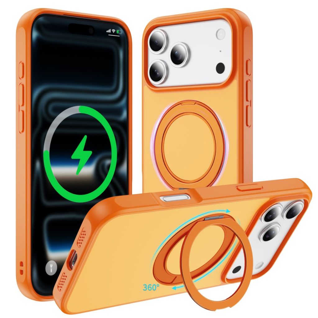 iPhone 18 Pro/17 Pro MagSafe Skal med ringkickstand - Orange