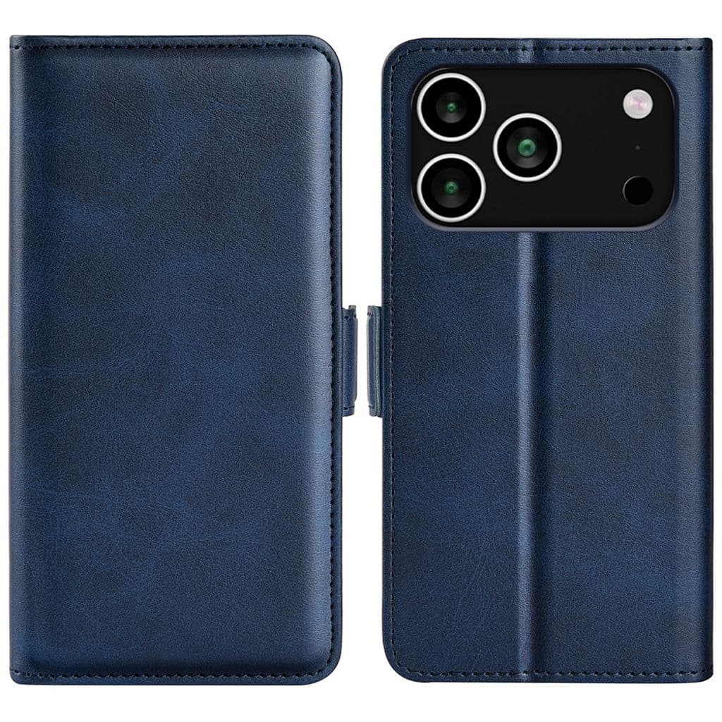 iPhone 17 Pro Max mobilfodral plånbok kalvtextur blå