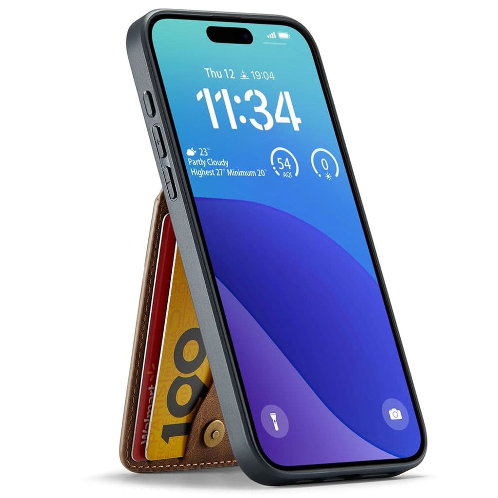 FIERRE SHANN iPhone 16 Pro Skal med Kortfack - Brun - Bild 3
