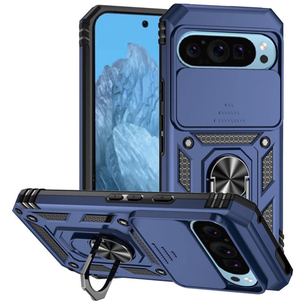 Google Pixel 10 Pro / 10 / 9 / 9 Pro Skal med Stativ - Blå
