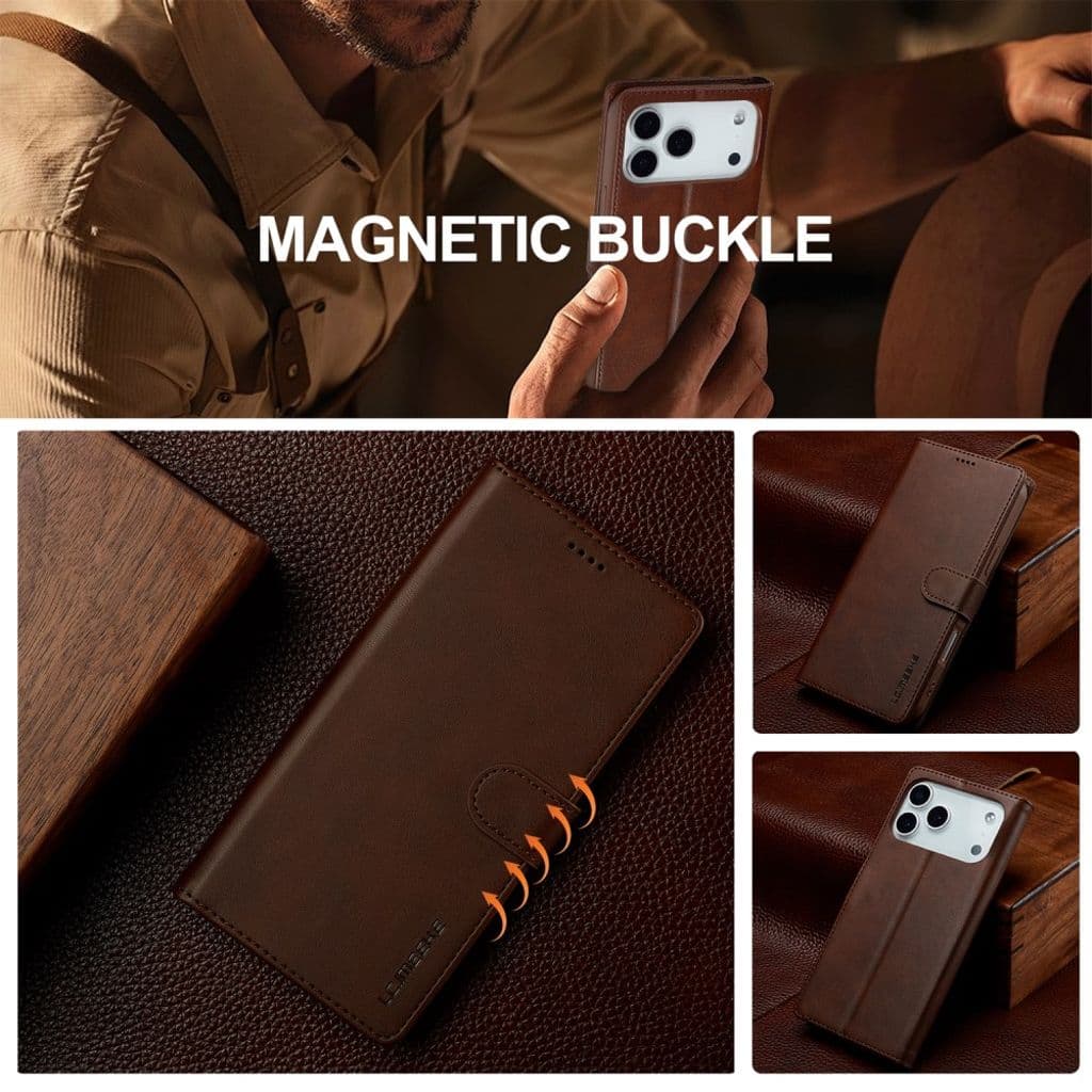 LC.IMEEKE iPhone 17 Pro Plånboksfodral med Stativ - Brun - Bild 10