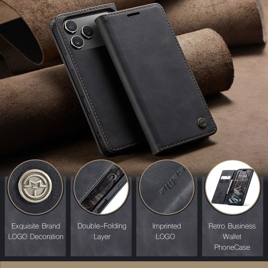 CASEME iPhone 17 Pro Plånboksfodral med Kortfack - Svart - Bild 4